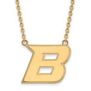 14k Yellow Gold Boise State Large Initial B Pendant Necklace, 18 Inch